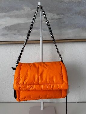 Marc Jacobs Orange Quilted Crossbody with Silver Chain